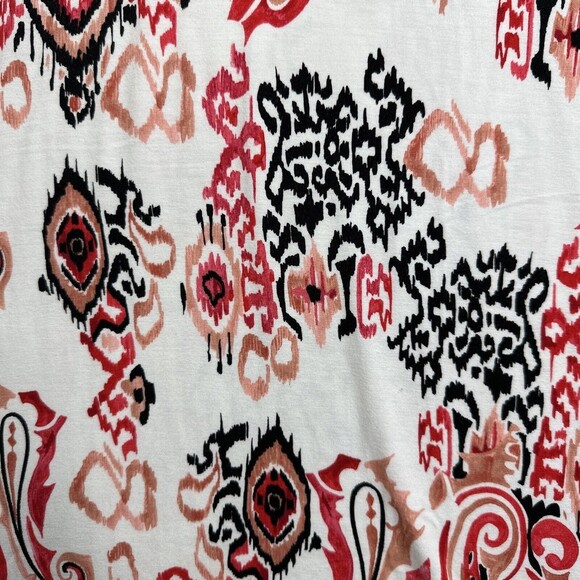 Chico’s Tunic Top Women’s 2 Paisley Ikat Stretch Knit Cap Sleeve Boho Blouse - Picture 5 of 15